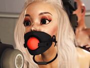 热辣性感的金发女郎在约束后得到丰满精液