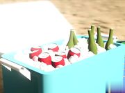 性感的霍尼·布鲁内特在海滩上激情性爱高潮