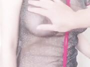 黑色透视情趣装巨乳美女