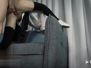 超短裙黑丝妹和大J8男友在沙发上操逼足交